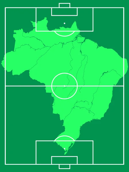 Mapa de Brasil en el campo de fútbol — Vector de stock