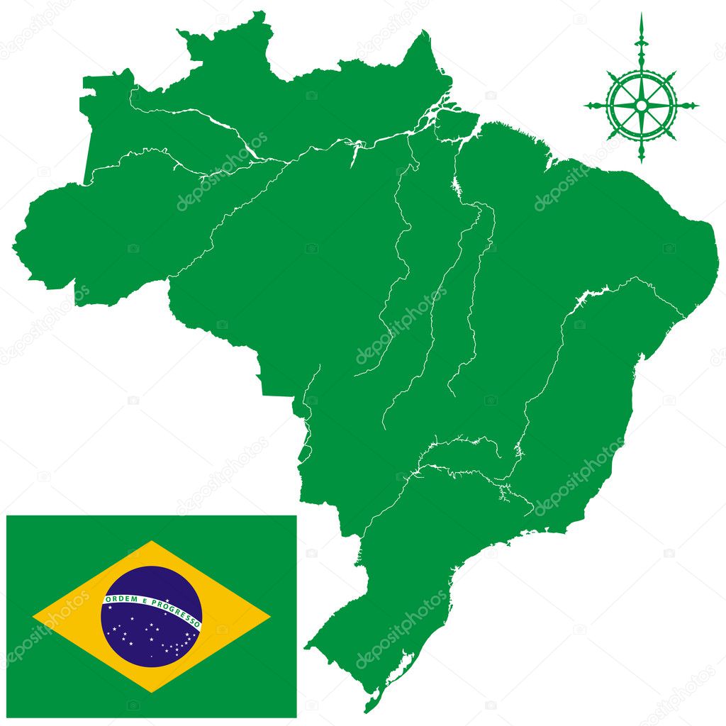Map of Brazil and flag