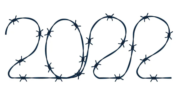 Illustration 2022 Barbed Wire Number Icon — Stock Vector