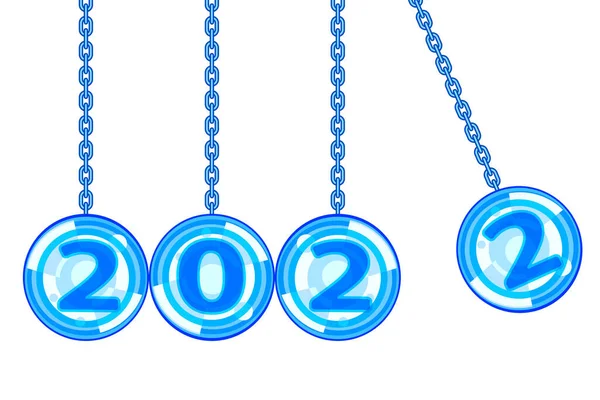 Illustration Pendule Billes Abstrait Berceau Newton Avec Numéro Nouvel 2022 — Image vectorielle