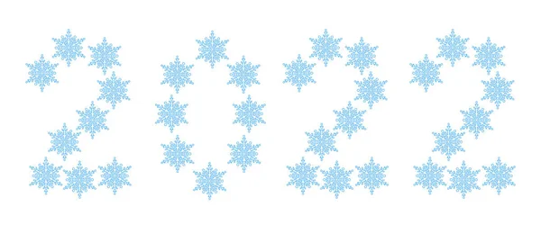 Illustration 2022 Abstract Winter Snowflakes Numbe — Stock Vector