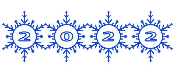 Illustratie Van 2022 Abstracte Wintersneeuwvlokken Letterin — Stockvector