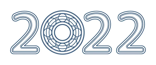 Illustratie Van Het Abstract 2022 Nieuwjaarsnummer Met Kogellager — Stockvector