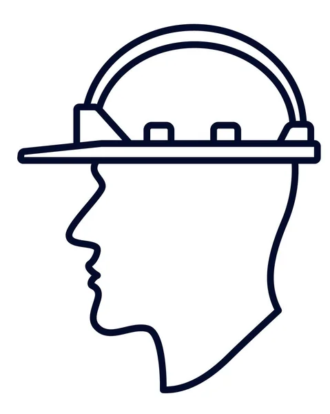 Illustration Tête Contour Employé Humain Avec Casque Dur Protecteur — Image vectorielle