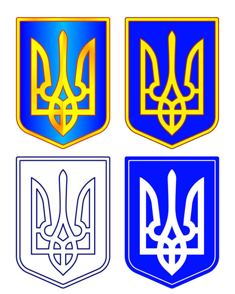 Illustration of coat of arms of Ukraine set