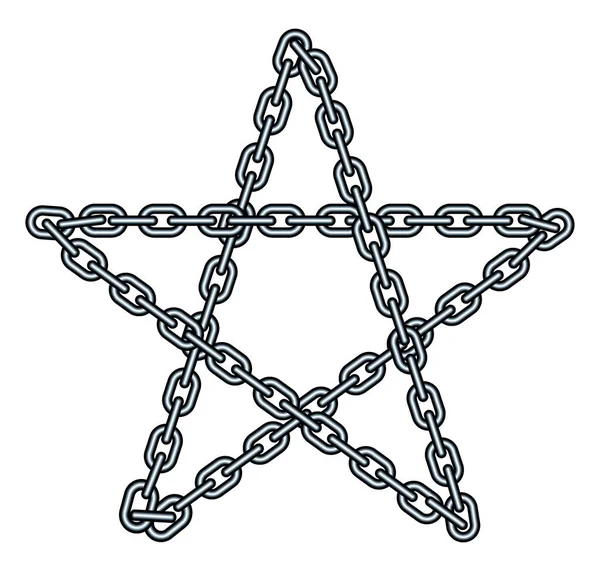 Illustration Abstract Steel Chain Five Pointed Star — Vetor de Stock