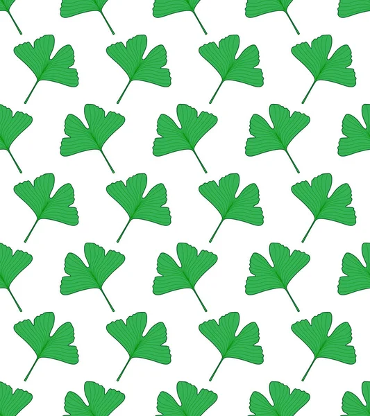 Seamless Pattern Green Ginkgo Biloba Leaves — Stock vektor