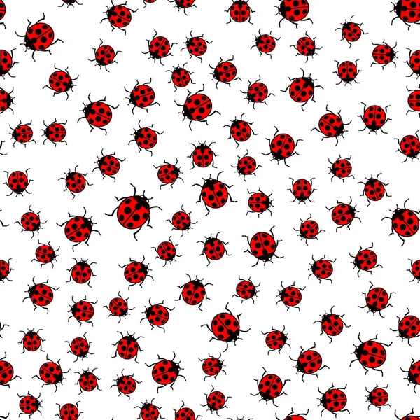 Seamless Pattern Ladybug Beetles — Stock Vector