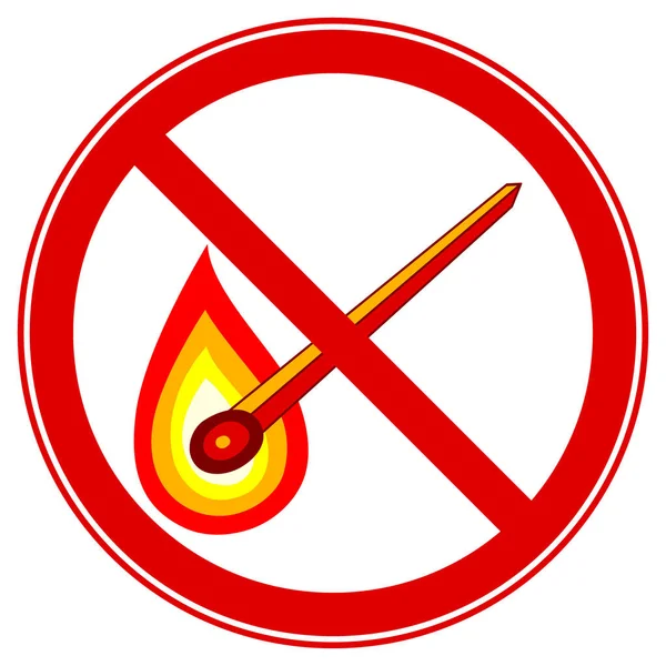Burning Match Prohibition Sign Illustration — Vetor de Stock