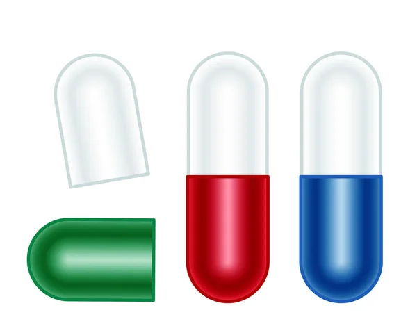 Ilustración Del Juego Comprimidos Cápsula — Vector de stock