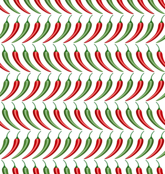 Bezešvé Vzor Červené Zelené Chilli Papričky — Stockový vektor
