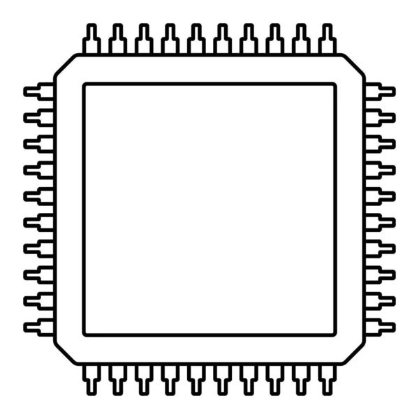 Ilustración Unidad Circuito Integrado Contorno Abstracto — Vector de stock