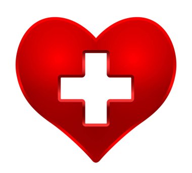 Soyut kalbin çizimi çıkarılmış haç ile