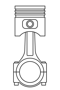 Bağlantı çubuğuyla birlikte bir motor pistonunun eşzamanlı çizimi