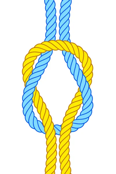 Illustration Connecting Knot Made Yellow Blue Loop — Stock Vector