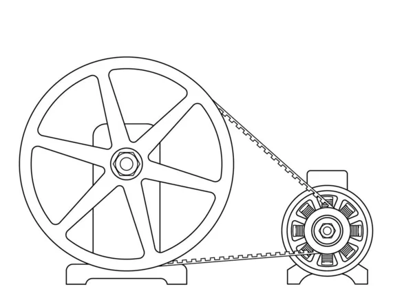 Contourillustratie Van Een Tandriemtransmissie — Stockvector