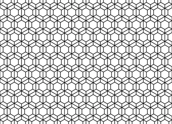 多面的な六角形のシームレスな輪郭パターン — ストックベクタ