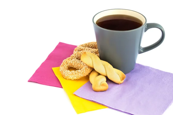 杯茶、 饼干和面包 — 图库照片