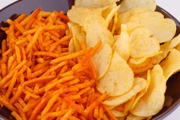 Potato chips in bowl — Stock Photo, Image