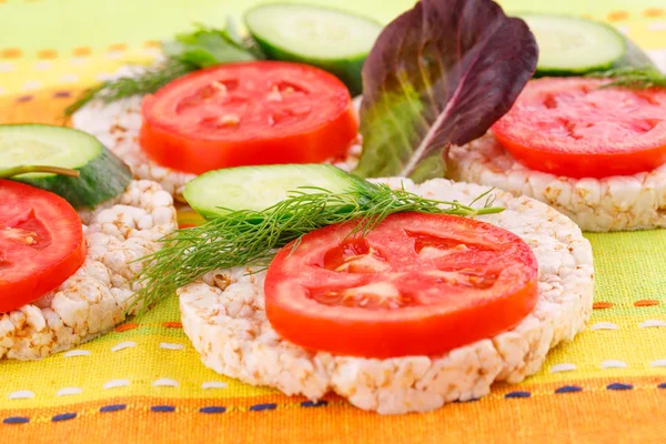 Puffed rice crackers sandwiches — Stock Photo, Image