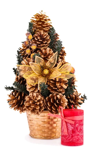 Christmas tree and candle — Stock Photo, Image