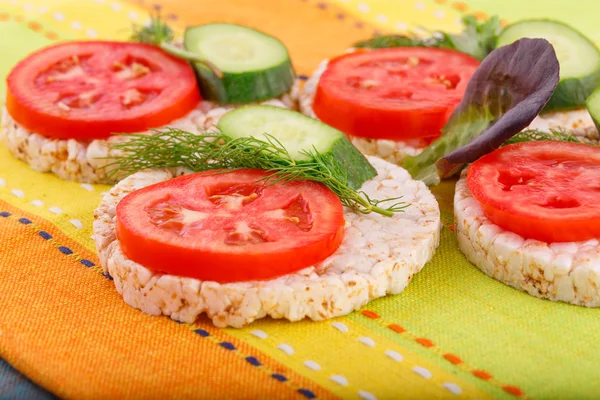 Puffed rice crackers sandwiches — Stock Photo, Image