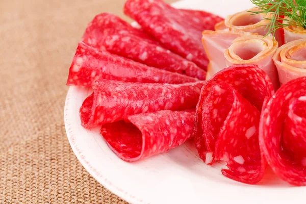 Salami and bacon — Stock Photo, Image