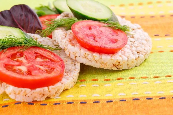 Puffed rice crackers sandwiches — Stock Photo, Image