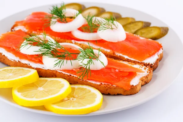 Salmon sandwiches — Stock Photo, Image