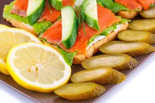 Salmon sandwiches — Stock Photo, Image