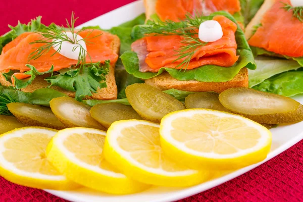 Salmon sandwiches — Stock Photo, Image