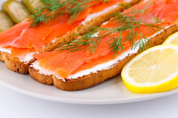 Salmon sandwiches — Stock Photo, Image