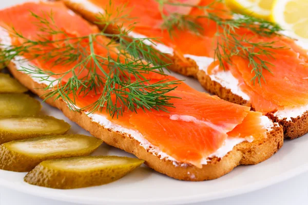 Salmon sandwiches — Stock Photo, Image