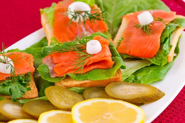 Salmon sandwiches — Stock Photo, Image