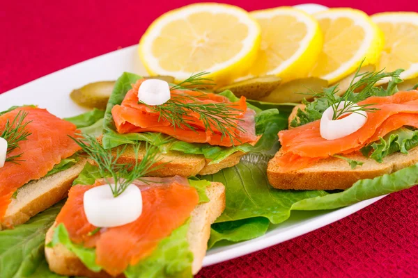 Salmon sandwiches — Stock Photo, Image