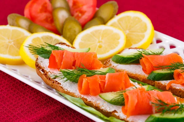 Salmon sandwiches — Stock Photo, Image