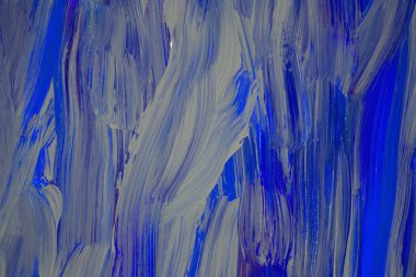 Arkaplan olarak renkli boya dokusu. Mavi ve gri soyut yatay görüntü. Akrilik resim.