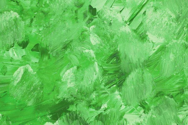 Colorful painting texture as a background. Green and white abstract horizontal image. Acrylic painting.