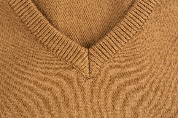 Brown Knitted Sweater Closeup Horizontal Image — Stock Photo, Image