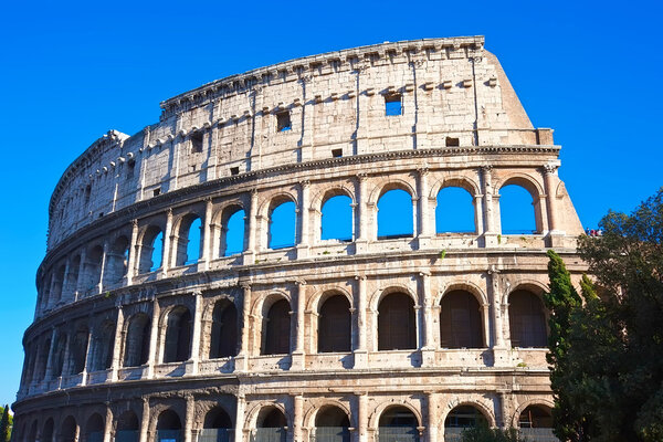 Beautiful view of famous ancient Colosseum in Rome, Italy