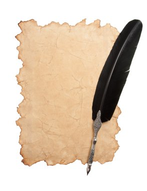 tüy kalem ve mürekkep şişesi