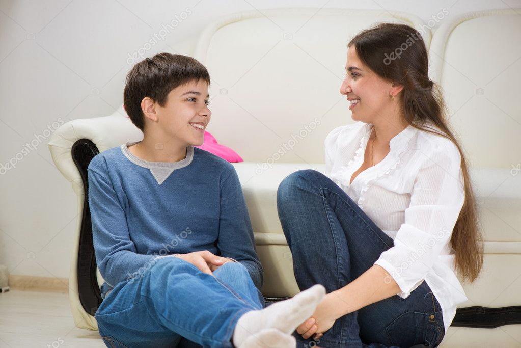 Young Teen Boy And Mom