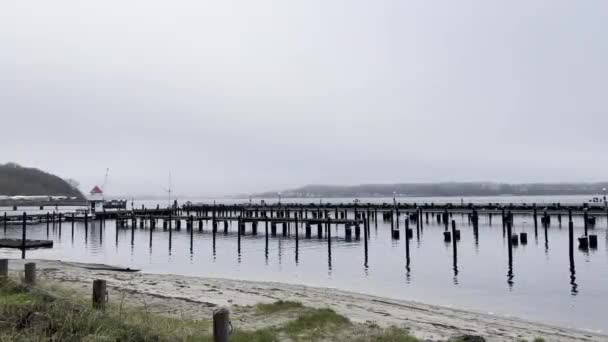 Vista Porto Vuoto Del Mar Baltico Inverno — Video Stock