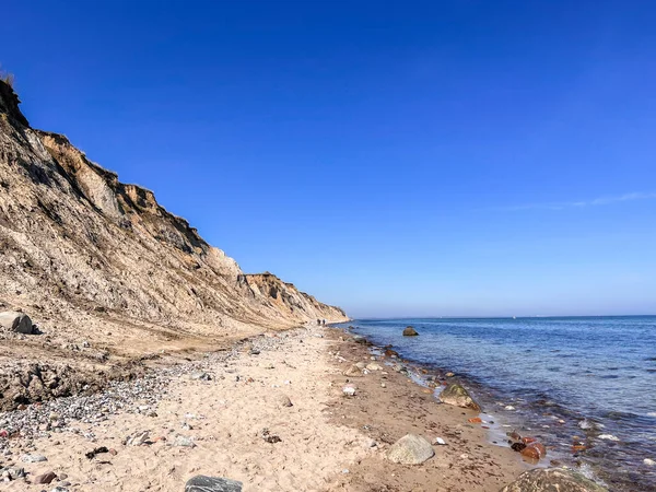 Beauty Big Precipice Blu Clear Baltic Sea Stones Beach — Stock Photo, Image