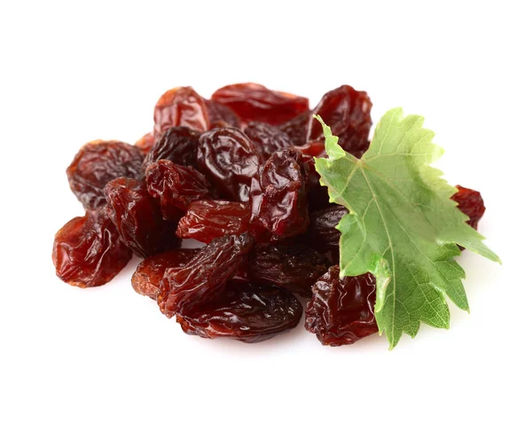 Raisins with leaf — Stock Photo, Image