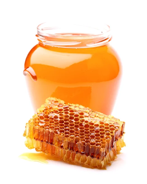 Fresh honey with honeycomb — Stock Photo, Image