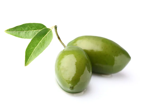 Due olive su fondo bianco — Foto Stock