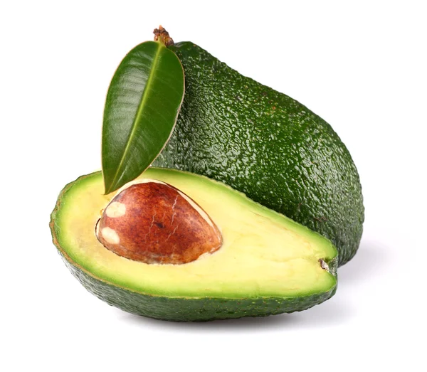 Ripe avocado with leaf Royalty Free Stock Photos