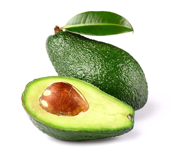 Fresh ripe avocado with leaf — Stock Photo, Image