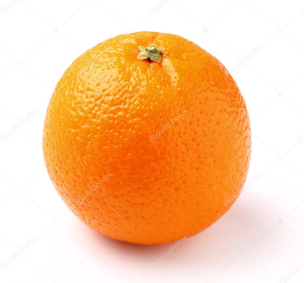 One ripe orange in closeup